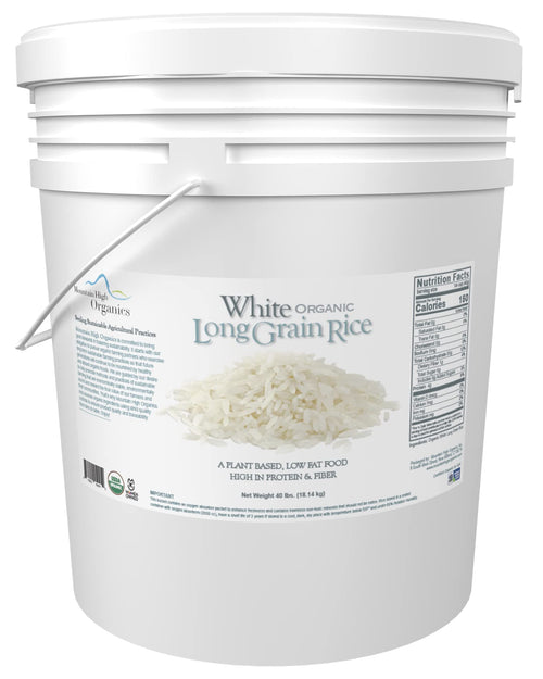 Mountain High Organics - Certified Organic White Long Grain Rice 6-Gallon/40lb Bucket