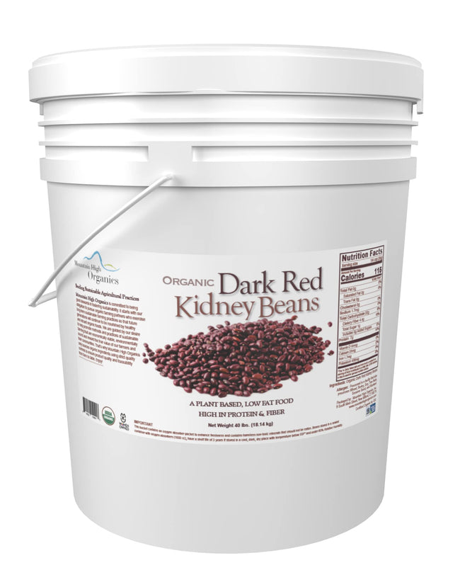 Mountain High Organics - Certified Organic Dark Red Kidney Beans 6 Gallon/40lb Bucket