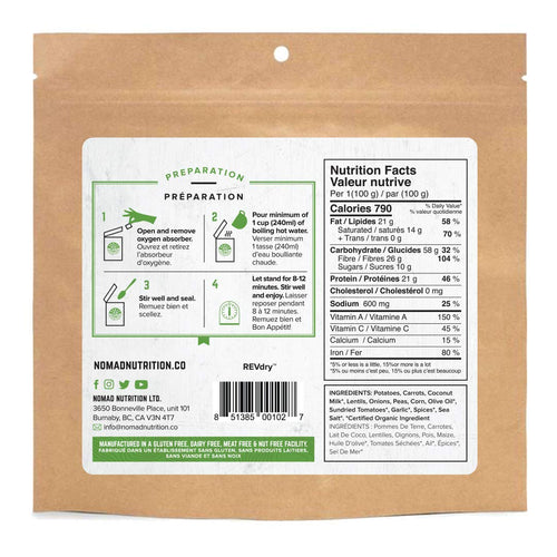 Nomad Nutrition - Irish Shepherd's Pie - Plant-Based Dehydrated Meal - Single Pack