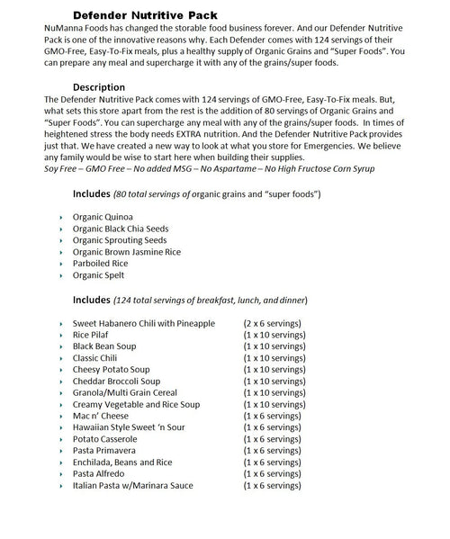 NuManna - 204 Meal Emergency Survival Food Storage Kit