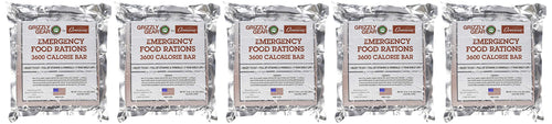 Grizzly Gear Emergency Food Rations 5 Pack - 3600 Calorie Bar - 15 Day Supply
