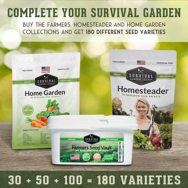 Survival Garden Seeds Farmer Seed Vault - 100 Seed Varieties
