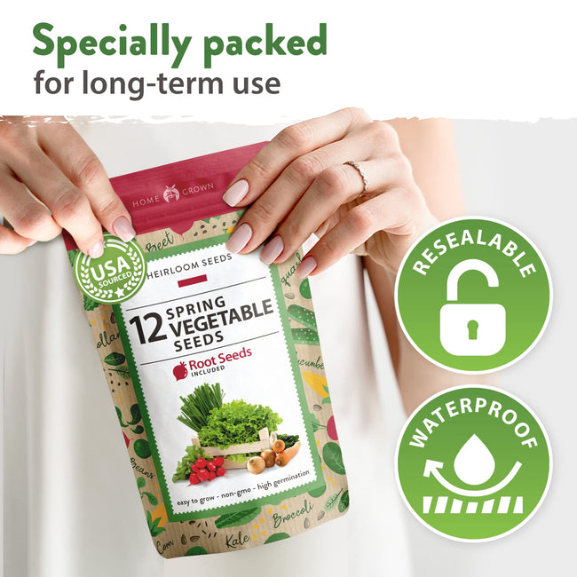 Home Grown Brand, Heirloom Seeds, Spring Vegetables 12 Variety Pack