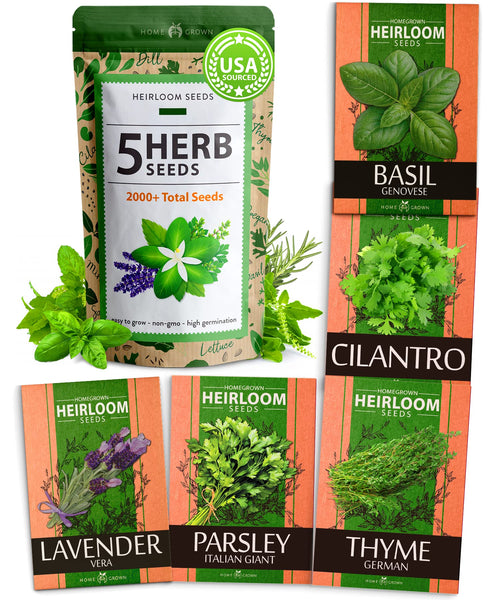 Home Grown Brand, Non-GMO, Heirloom Herbs (5 Varieties)