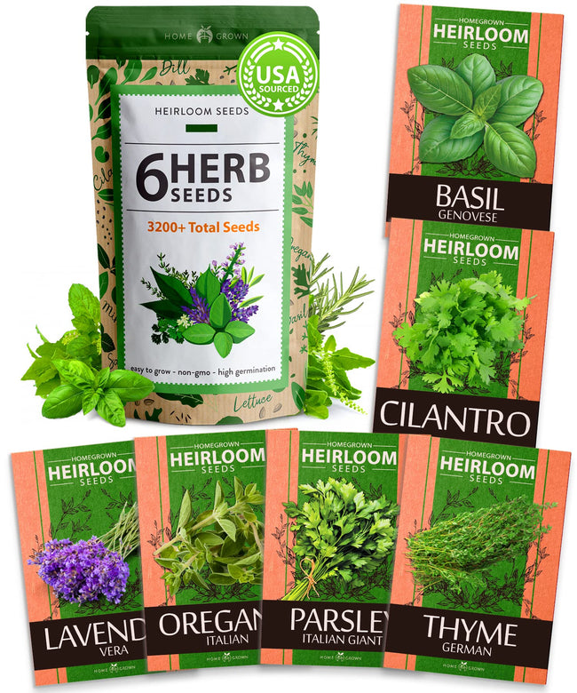 Home Grown Brand, Heirloom Herb Seeds - 6 Variety Pack