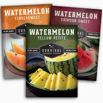 Survival Garden Seeds, Tri-Color Watermelon Seeds Collection (3 Pack)