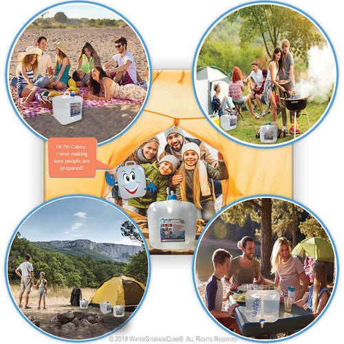 WaterStorageCube - Collapsible Water Container Bundle (2) 5.3-Gal Cubes + (3) 1.3-Gal Bags