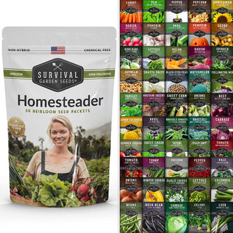 Survival Garden Seeds Homesteader 50 Heirloom Seed Packets (Non-GMO)