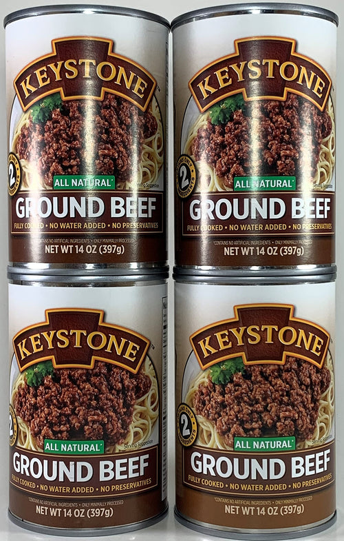Keystone Meats All-Natural Canned Ground Beef 14oz Cans - Pack of 4