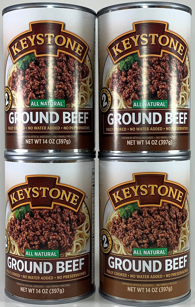 Keystone Meats All-Natural Canned Ground Beef 14oz Cans - Pack of 4