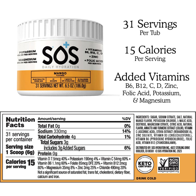 SOS Hydration - Mango - 31 Serving