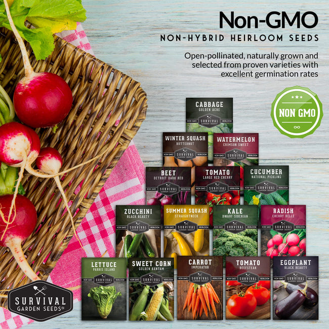 Survival Garden Seeds Vegetable Garden Collection 15 Heirloom Vegetables Seed Varieties