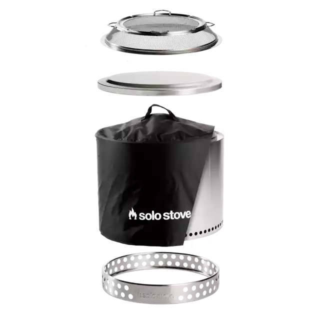 Solo Stove Stainless Steel Bonfire Backyard Bundle 2.0 - Portable & "Smokeless"