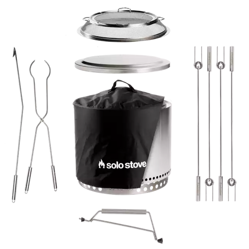 Solo Stove Stainless Steel Bonfire Ultimate Bundle 2.0 - Portable & "Smokeless"