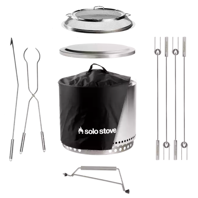Solo Stove Stainless Steel Bonfire Ultimate Bundle 2.0 - Portable & "Smokeless"