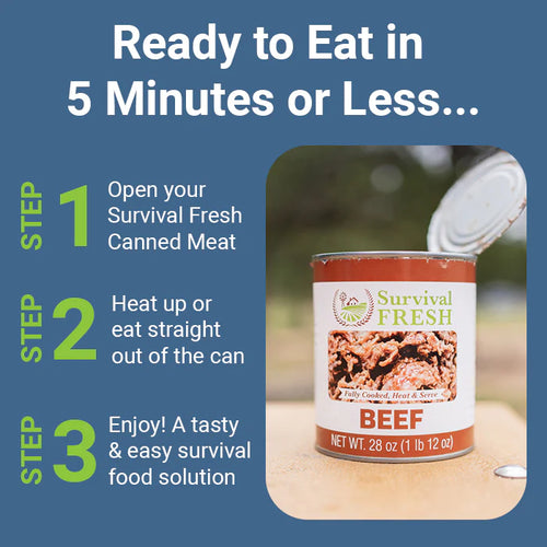 Survival Fresh Meats - 3 Protein Mixed Canned Meat 28 oz - Case of 12