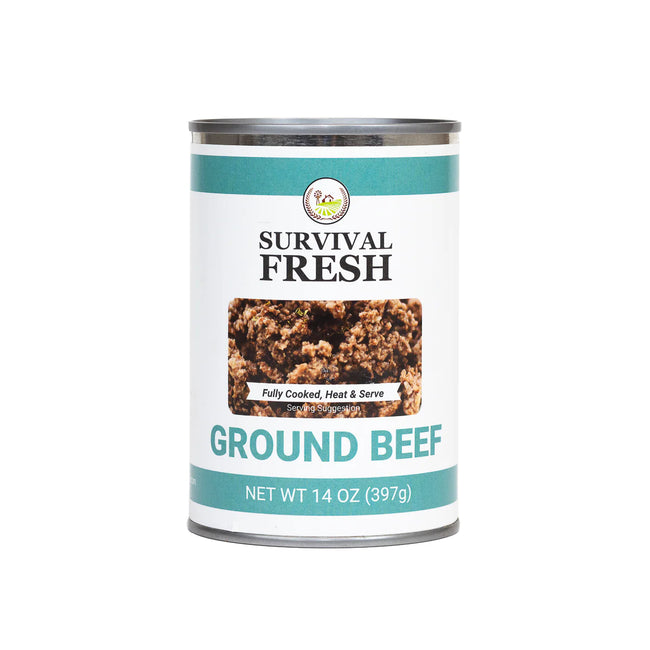 Survival Fresh Meats - Ground Beef Canned Meat 14 oz Cans - Case of 12