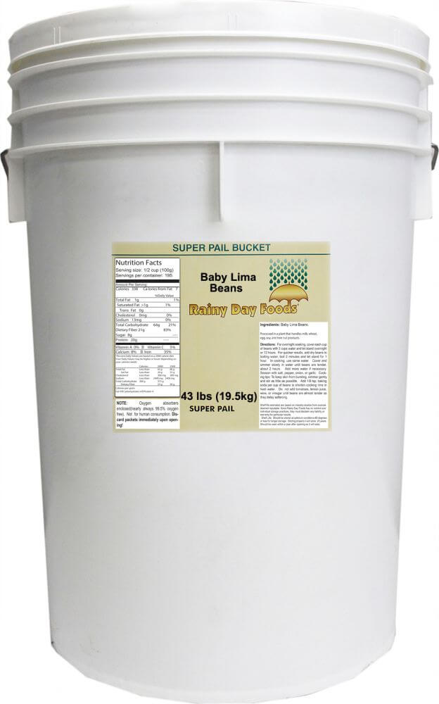 Rainy Day Foods Baby Lima Beans 5 Gallon 35 lb. Super Pail - 158 Servings