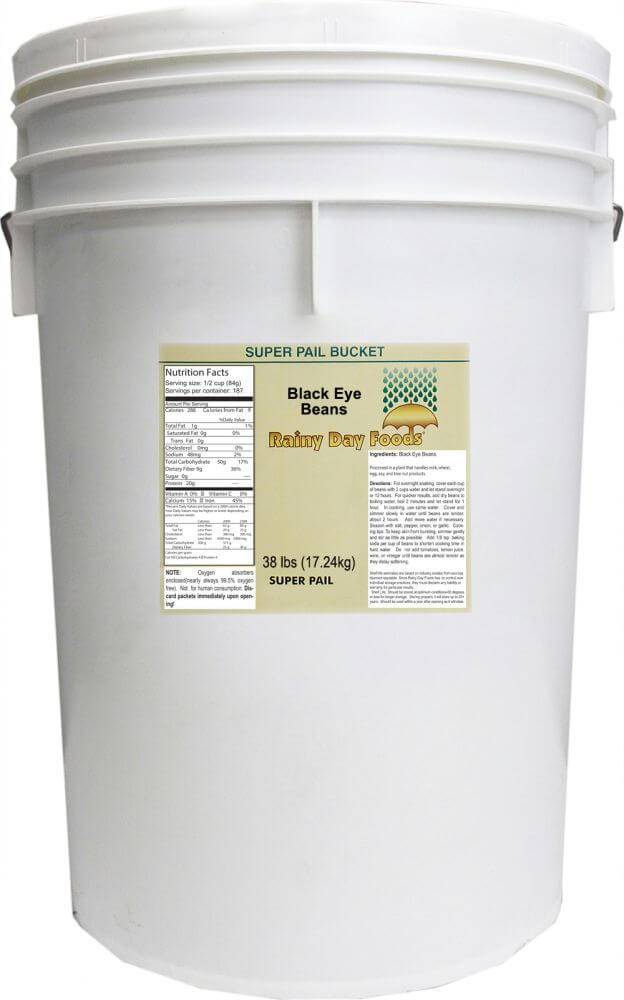Rainy Day Foods Blackeye Beans 5 Gallon 31 lb. Super Pail - 167 Servings