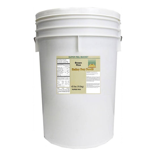 Rainy Day Foods Non-GMO Brown Rice Long 5 Gallon 35 lb. Super Pail - 353 Servings