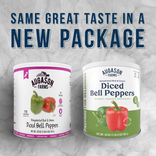 Dehydrated Red and Green Diced Bell Peppers Can, 113 Servings