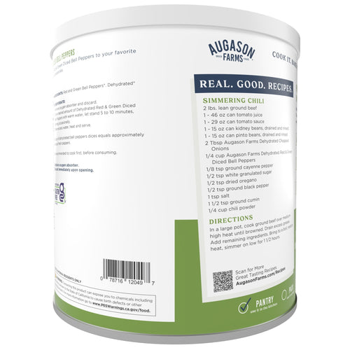 Dehydrated Red and Green Diced Bell Peppers Can, 113 Servings