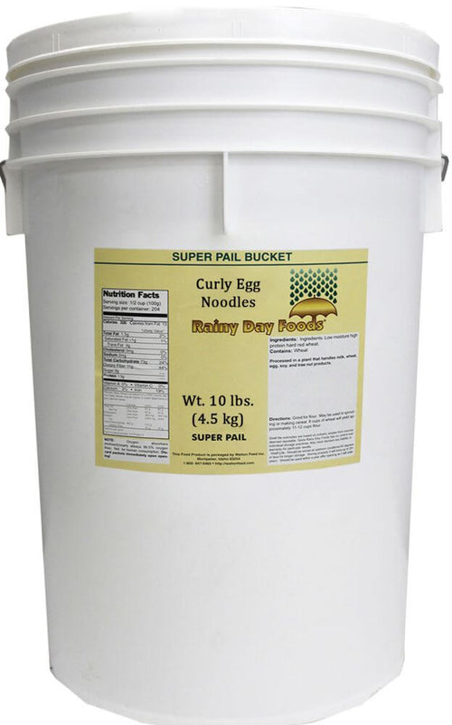 Rainy Day Foods Curly Egg Noodles Medium 5 Gallon 7 lb. Super Pail - 55 Servings