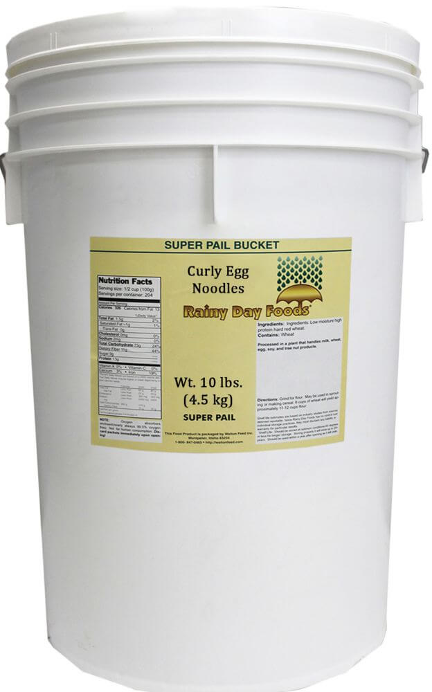 Rainy Day Foods Curly Egg Noodles Medium 5 Gallon 7 lb. Super Pail - 55 Servings