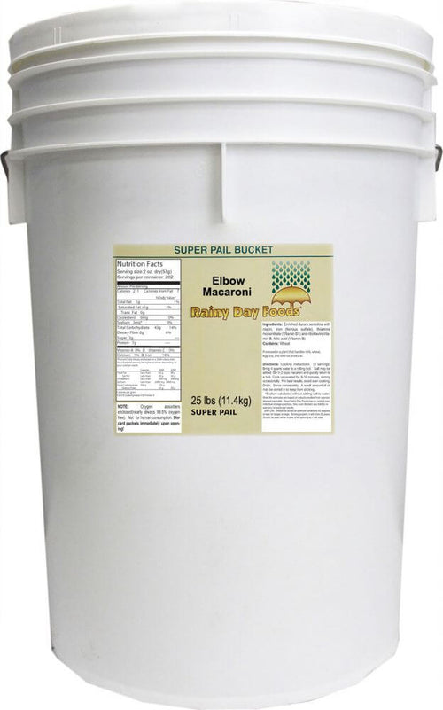 Rainy Day Foods Macaroni Elbow 5 Gallon 20 lb. Super Pail - 159 Servings