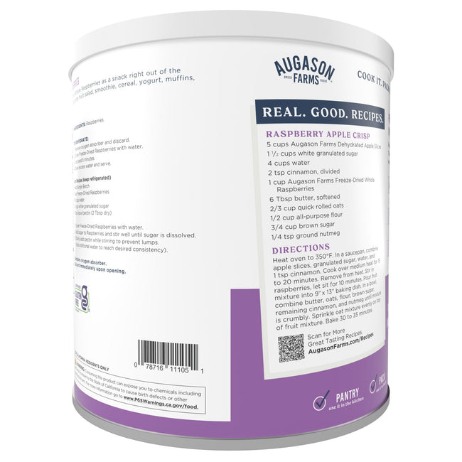 Freeze Dried Whole Raspberries Can, 23 Servings