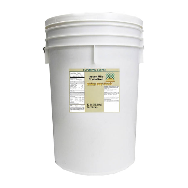 Rainy Day Foods - Instant Milk (Non-Fat) 5 Gallon, 25 lbs Super Pail - 493 Servings