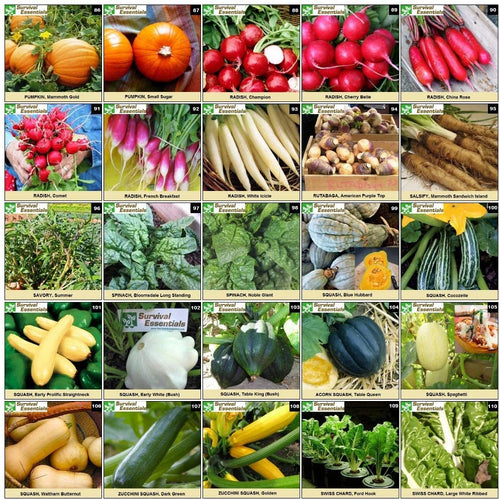 Survival Essentials Seeds Premium Heirloom Seeds Vault - 144 Varieties - Over 23,000 Seeds