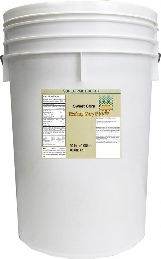 Rainy Day Foods Dehydrated Corn Super Sweet 5 Gallon 16 lb. Super Pail - 256 Servings