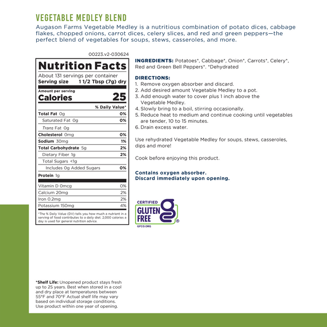 Vegetable Medley Blend Can, 131 Servings