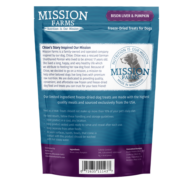 Bison Liver & Pumpkin Treats- 3oz