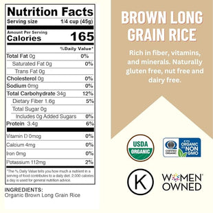 Mountain High Organics - Certified Organic Brown Long Grain Rice 6-Gallon/40lb Bucket