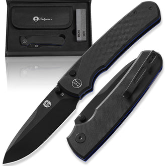 The Loyalist Folding Pocket Knife Giftset for Men and Women (Black and Blue)