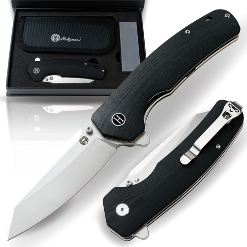 The Clip Point Folding Pocket Knife Giftset for Men and Women (Silver and Black)