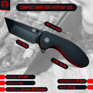 The Pioneer Folding Pocket Knife Giftset for Men and Women (Black and Orange)