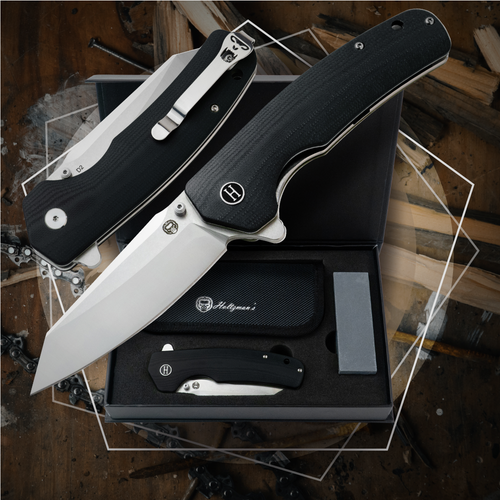 The Clip Point Folding Pocket Knife Giftset for Men and Women (Silver and Black)
