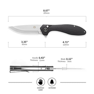 The Vector Folding Pocket Knife Giftset for Men and Women (Black and Silver)