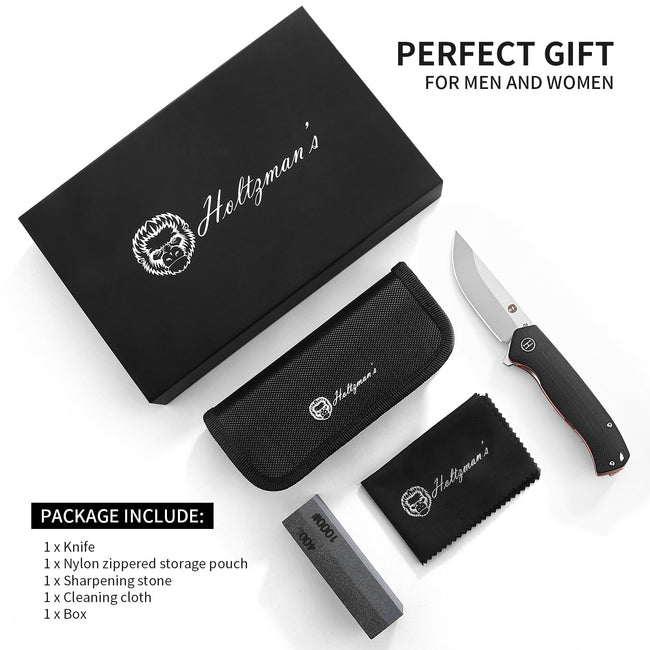 The Pathfinder Folding Pocket Knife Giftset for Men and Women (Silver and Red)