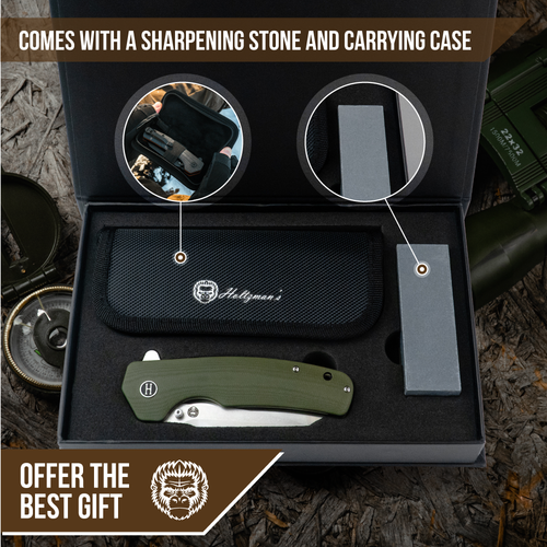 The Clip Point Folding Pocket Knife Giftset for Men and Women (Silver and Green)