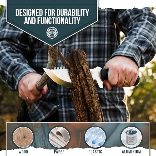 The Tracker D2 Steel Bushcraft Survival Knife Gift Set (Black and Orange)