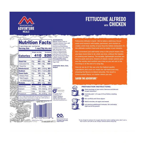 Mountain House - Fettuccine Alfredo W/Chicken Mylar Pouch