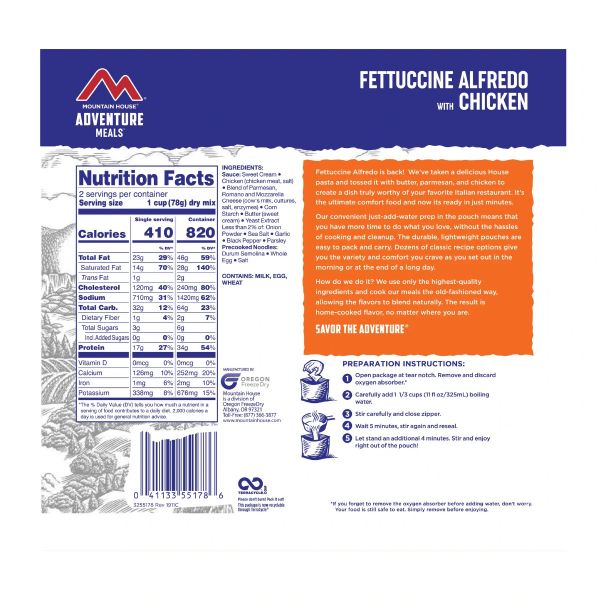 Mountain House - Fettuccine Alfredo W/Chicken Mylar Pouch