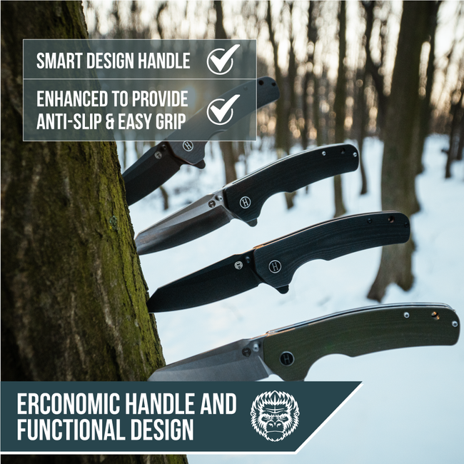 The Clip Point Folding Pocket Knife Giftset for Men and Women (Silver and Black)