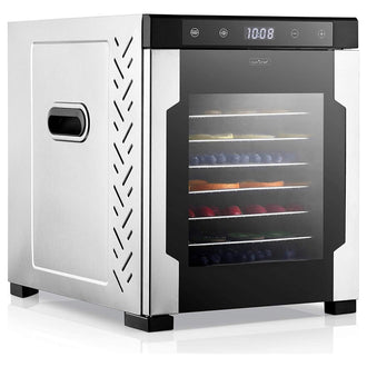 NutriChef Electric Countertop Food Dehydrator Machine - 900-Watt Premium Multi-Tier Dryer w/ 10 Stainless Steel Trays