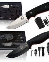 1095 High Carbon Survival Steel Knife Gift Set and EDC D2 Damascus Steel Neck Knife Bundle