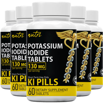 Nutri - Potassium Iodide Tablets – 60 Count 130 mg Pills - 5 Pack